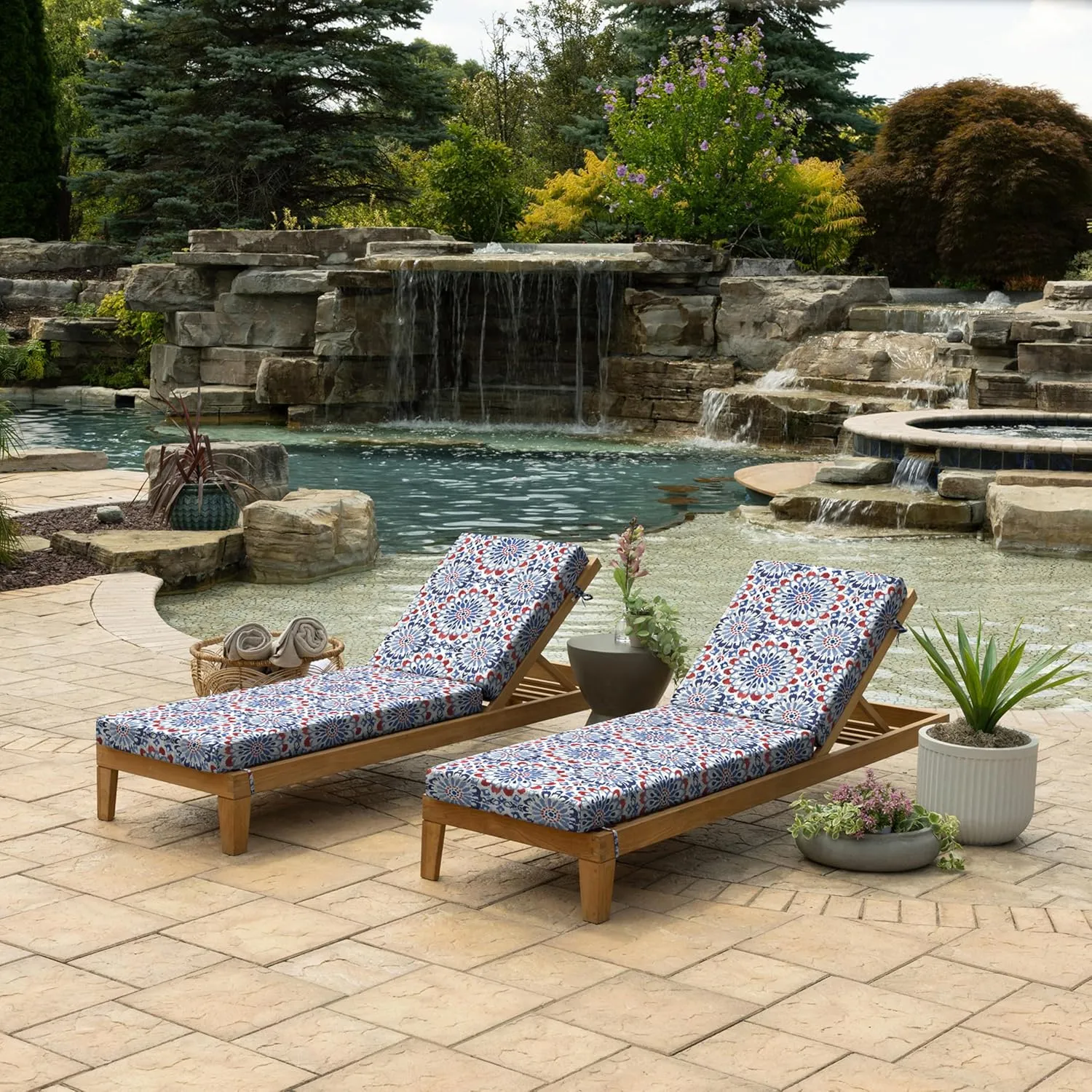Arden Foam Outdoor Chaise Lounge Cushion, 21 x 72, Made with ProFoam, Rain-Proof, Fade Resistant, Clark Blue