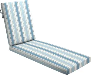 Arden Foam Outdoor Chaise Lounge Cushion, 21 x 72, Made with ProFoam, Rain-Proof, Fade Resistant, French Blue Linen Stripe