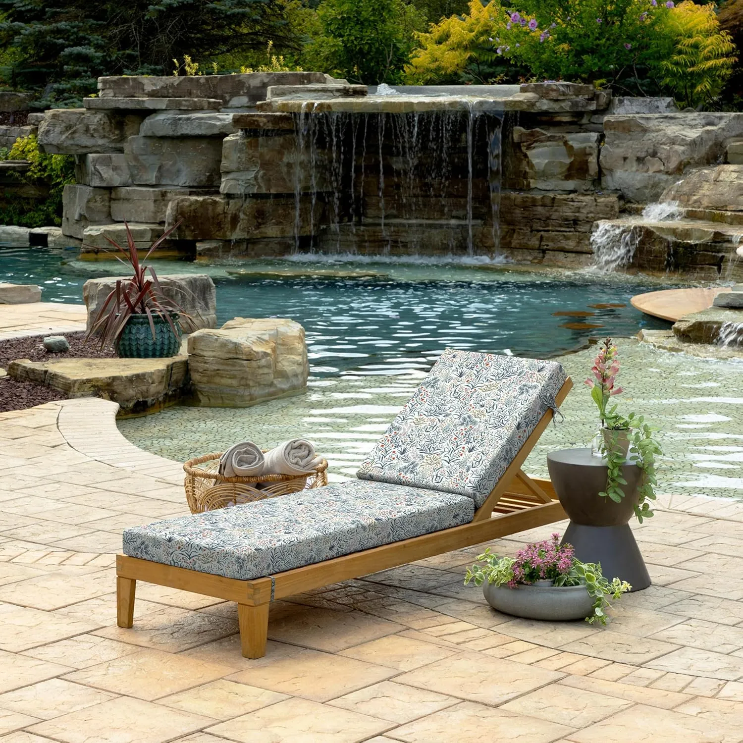 Arden Foam Outdoor Chaise Lounge Cushion, 21 x 72, Made with ProFoam, Rain-Proof, Fade Resistant, Pistachio Botanical