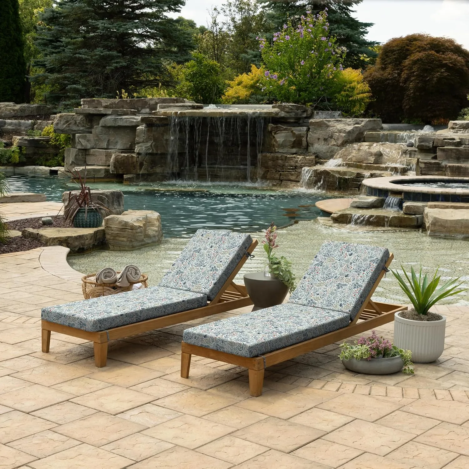 Arden Foam Outdoor Chaise Lounge Cushion, 21 x 72, Made with ProFoam, Rain-Proof, Fade Resistant, Pistachio Botanical