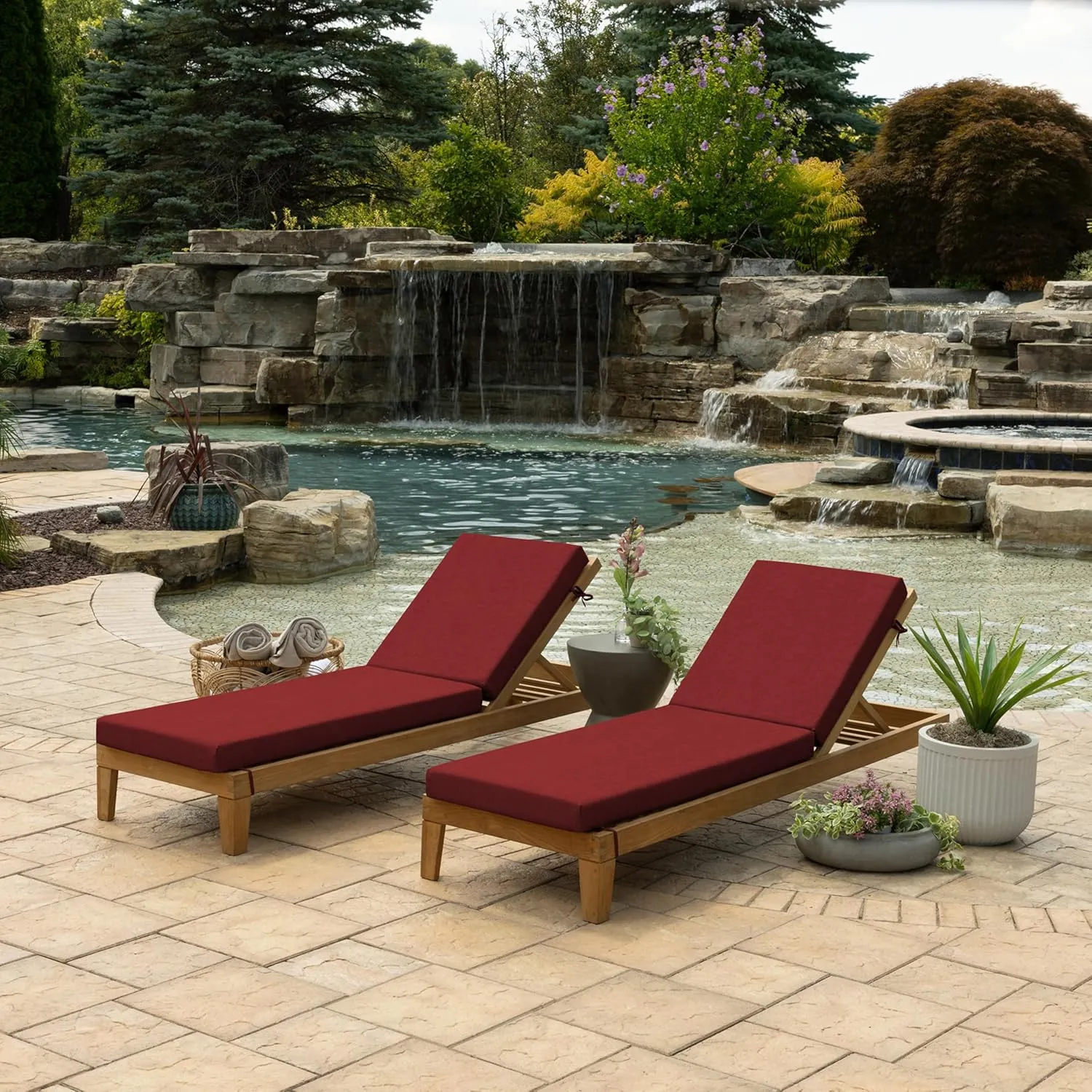 Arden Foam Outdoor Chaise Lounge Cushion, 21 x 72, Made with ProFoam, Rain-Proof, Fade Resistant, Ruby Red Leala