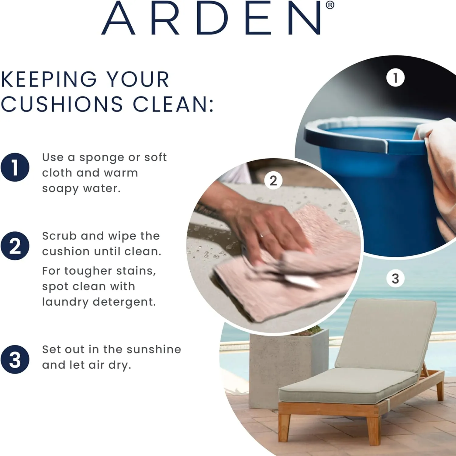 Arden Foam Outdoor Dining Seat Cushion, 19 x 19, Made with ProFoam, Rain-Proof, Fade Resistant, Clark Blue