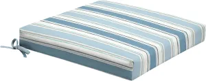 Arden Foam Outdoor Dining Seat Cushion, 19 x 19, Made with ProFoam, Rain-Proof, Fade Resistant, French Blue Linen Stripe