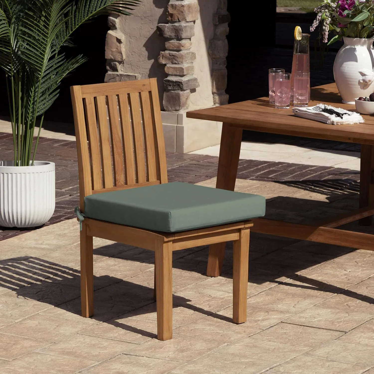 Arden Foam Outdoor Dining Seat Cushion, 19 x 19, Made with ProFoam, Rain-Proof, Fade Resistant, Sage Green Texture