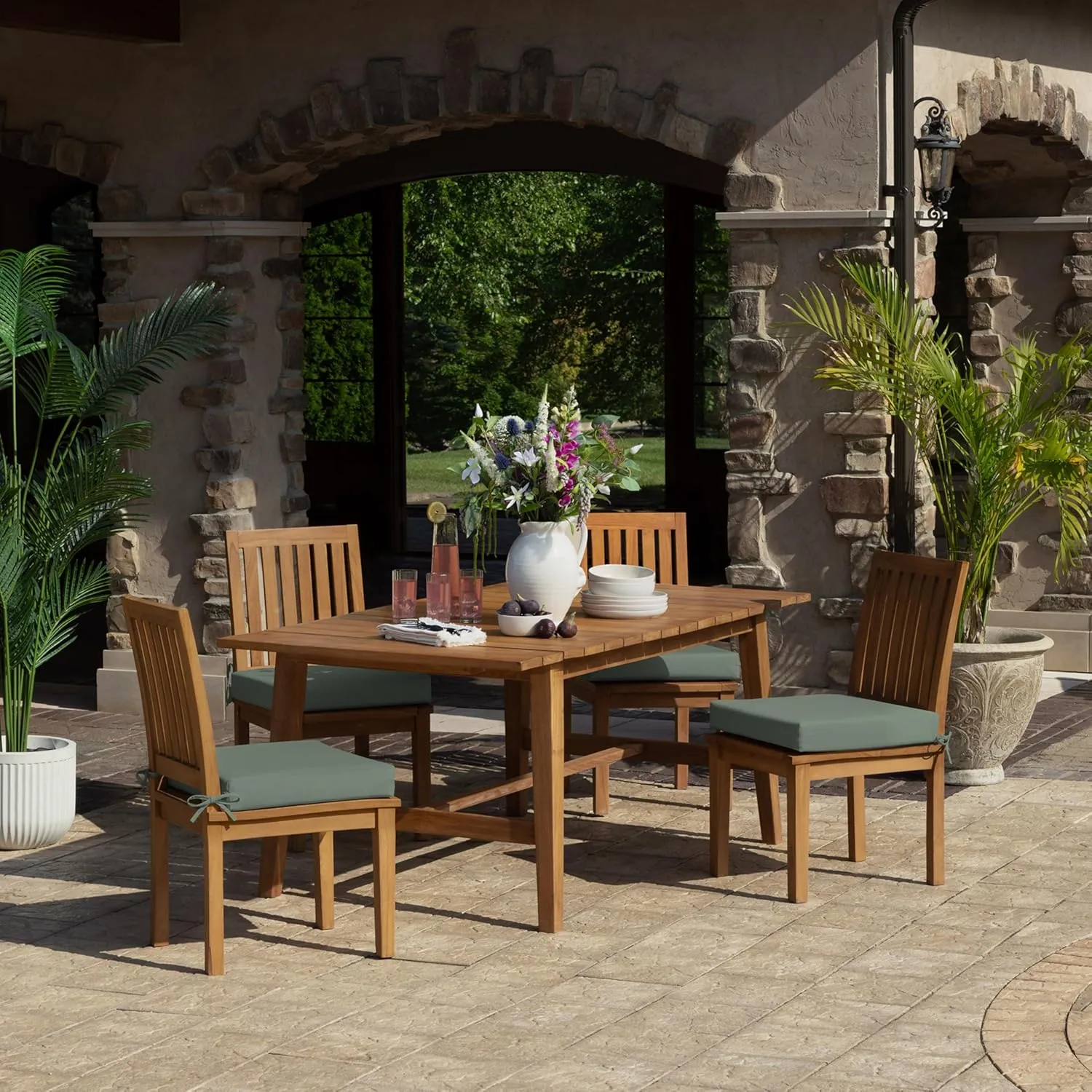Arden Foam Outdoor Dining Seat Cushion, 19 x 19, Made with ProFoam, Rain-Proof, Fade Resistant, Sage Green Texture
