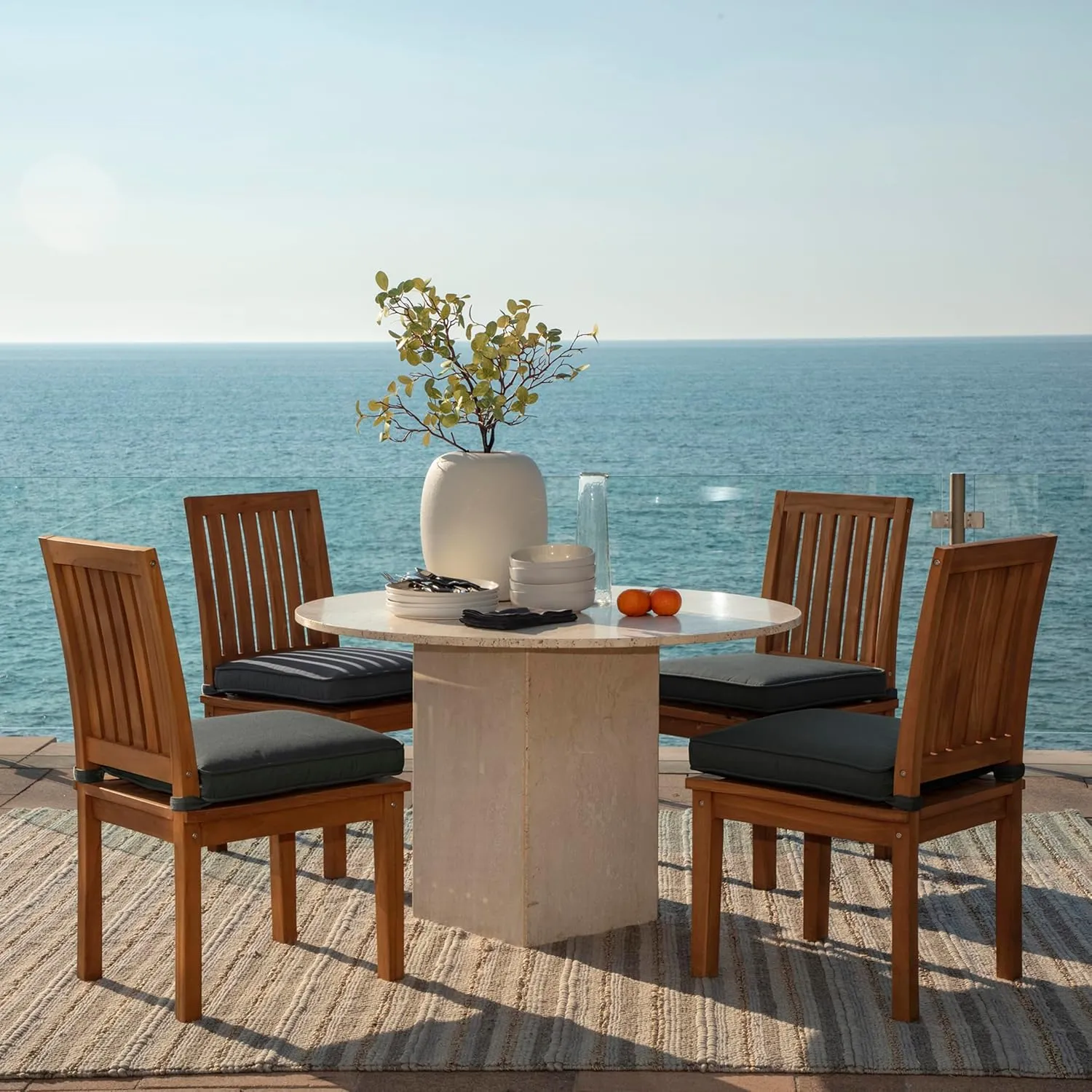 Arden Foam Outdoor Double Welted Dining Seat Cushion, 19 x 19, Made with ProFoam, Rain-Proof, Fade Resistant, Heathered Charcoal Woven Solid