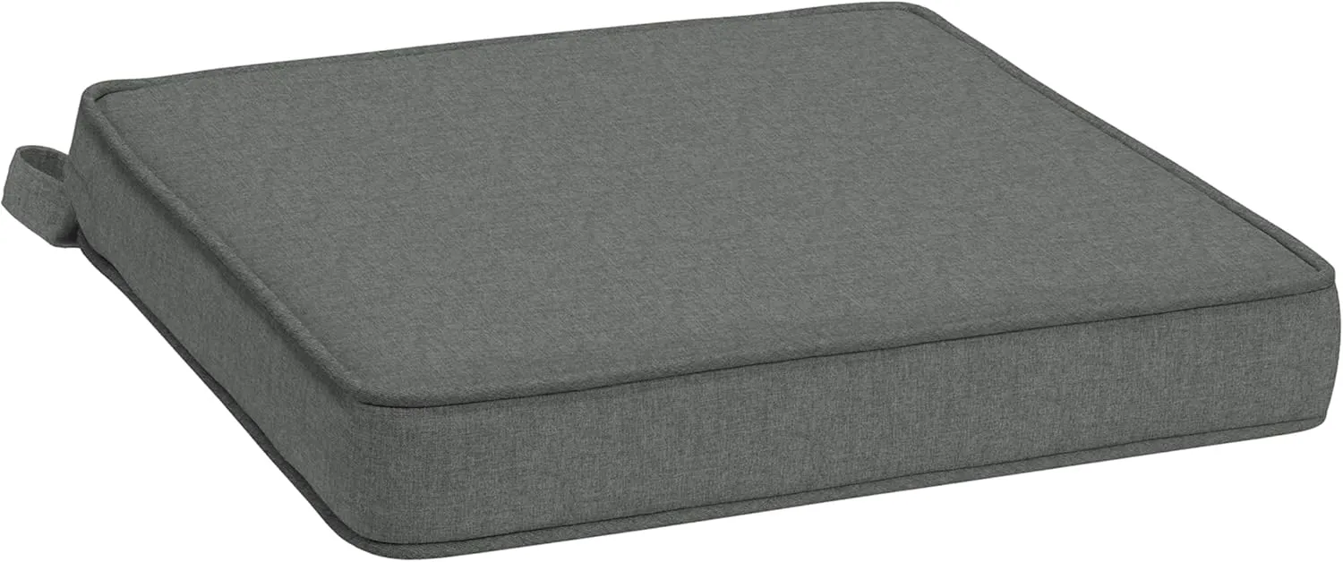 Arden Foam Outdoor Double Welted Dining Seat Cushion, 19 x 19, Made with ProFoam, Rain-Proof, Fade Resistant, Heathered Charcoal Woven Solid