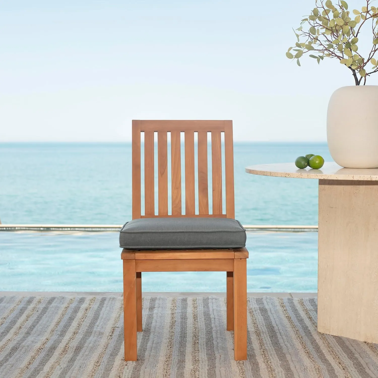 Arden Foam Outdoor Double Welted Dining Seat Cushion, 19 x 19, Made with ProFoam, Rain-Proof, Fade Resistant, Heathered Charcoal Woven Solid