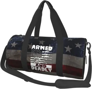 Armed And Dadly Funny Deadly Duffel Bag Gym Bag Travel Sports Tote Large Foldable Beach Swim Yoga4