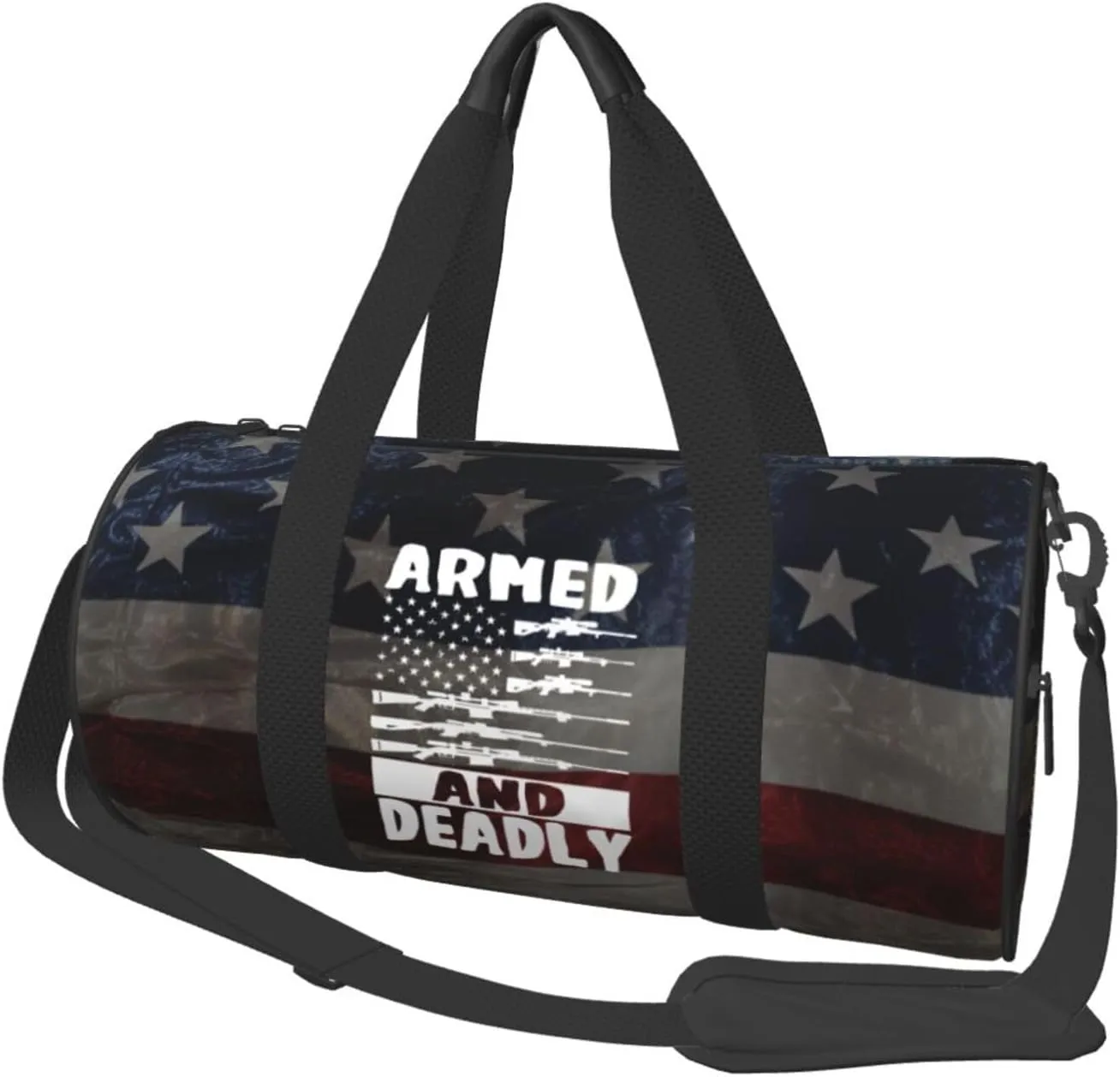 Armed And Dadly Funny Deadly Duffel Bag Gym Bag Travel Sports Tote Large Foldable Beach Swim Yoga4