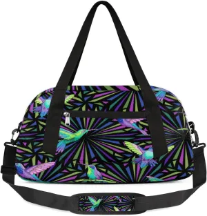 Art Design Hummingbird Duffel Bag for Women Men Travel Bag Small Gym Bag Waterproof Workout Overnight Tote Bag for Sport Dance Weekend Yoga