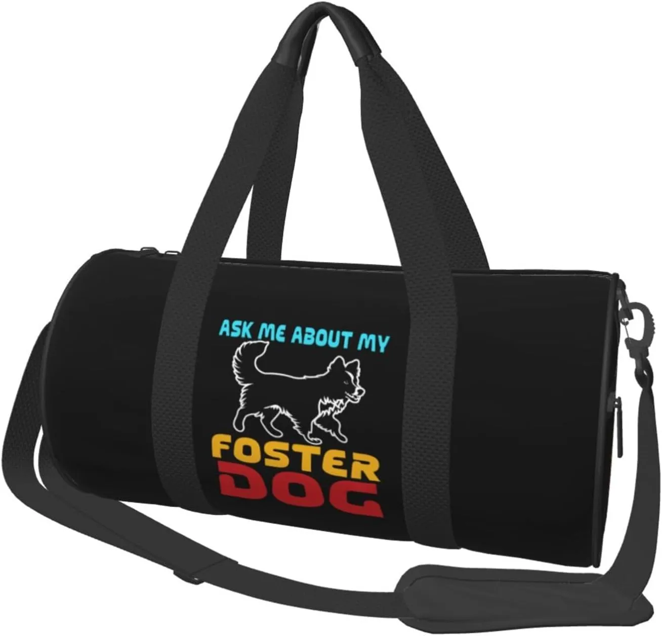 Ask Me About My Foster Dog Duffel Bag Gym Bag Travel Sports Tote Large Foldable Beach Swim Yoga3