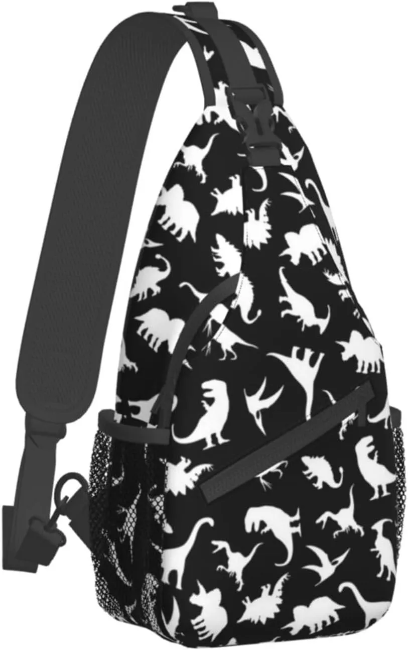ASYG Cute Funny Dinosaur Sling Bag Crossbody Backpack for Women Men Travel Hiking Daypack Dino Crossbody Shoulder Bag