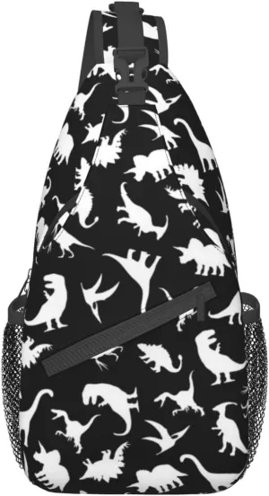 ASYG Cute Funny Dinosaur Sling Bag Crossbody Backpack for Women Men Travel Hiking Daypack Dino Crossbody Shoulder Bag