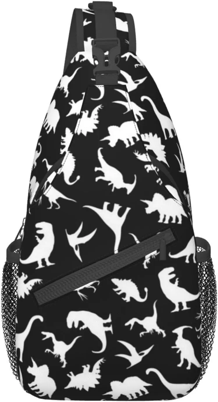 ASYG Cute Funny Dinosaur Sling Bag Crossbody Backpack for Women Men Travel Hiking Daypack Dino Crossbody Shoulder Bag