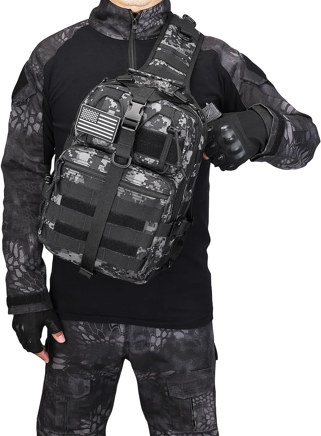 ATBP Tactical Crossbody Sling Backpack Militray Shoulder Holster Bag For Men Chest Pack Hiking Daypack 15L