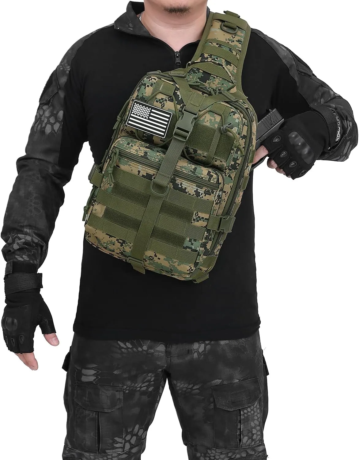 ATBP Tactical Crossbody Sling Backpack Militray Shoulder Holster Bag For Men Chest Pack Hiking Daypack 15L
