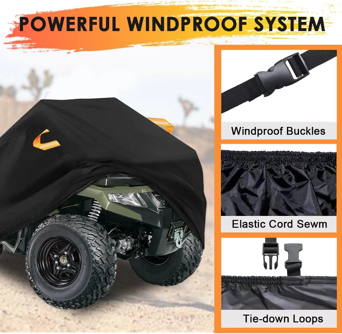 ATV Cover Waterproof Heavy Duty 300D 4 Wheeler Cover, All Weather Outdoor Protection Covers Suit for Polaris Kawasaki Suzuki Honda-XL