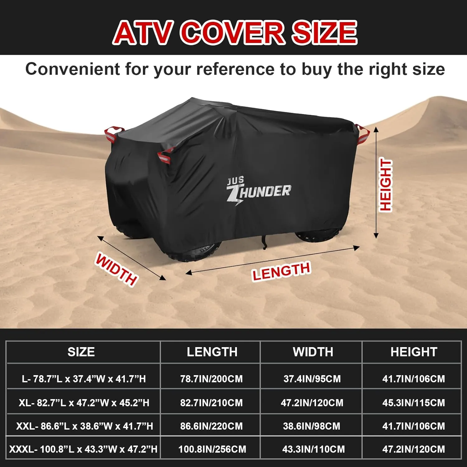 ATV Cover Waterproof Outdoor - Windproof ATV Covers Heavy Duty 4 Wheeler Cover Ripstop UV Protects Four Wheeler from Sun Rain Snow, Quad Cover for Polaris Yamaha Suzuki Honda XL
