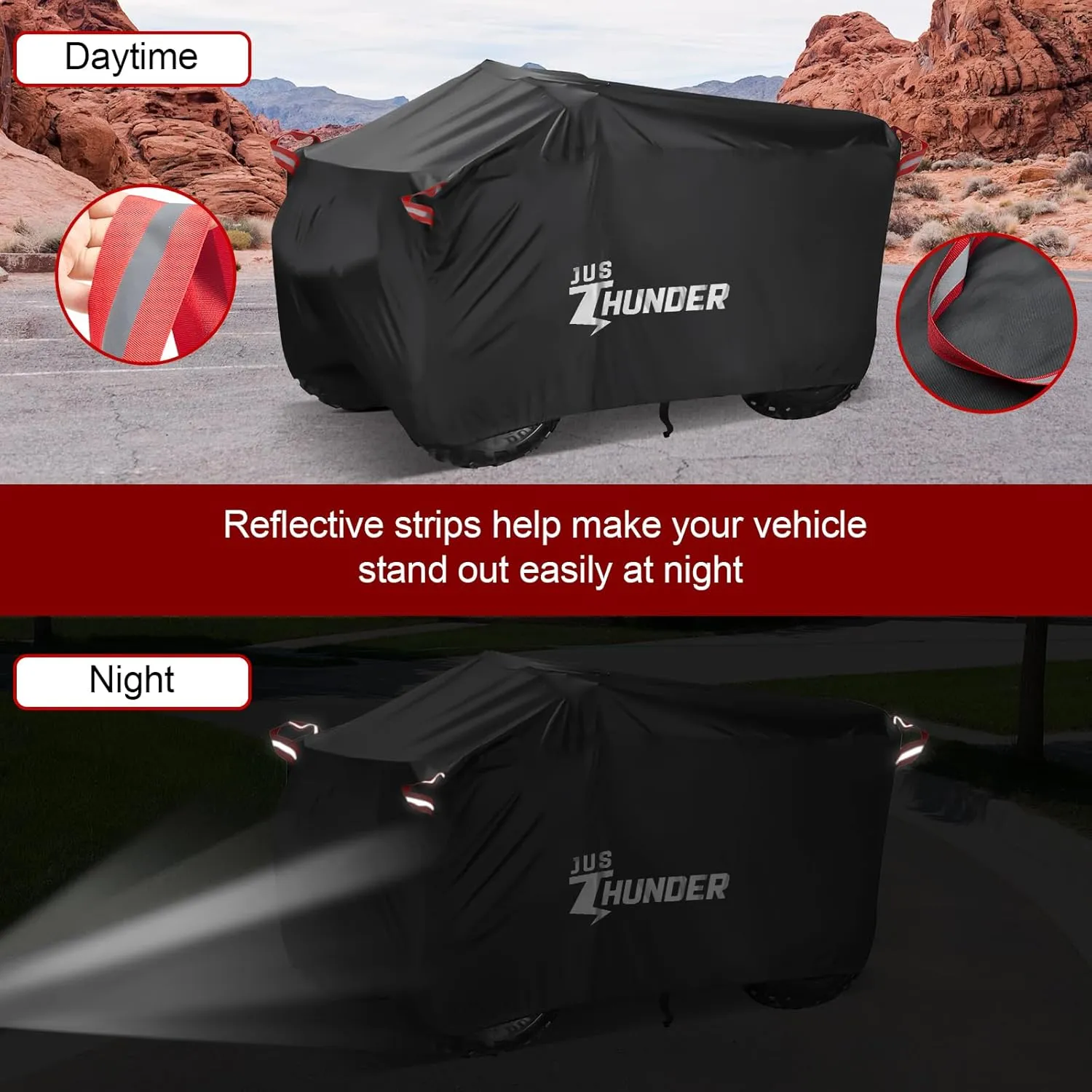 ATV Cover Waterproof Outdoor - Windproof ATV Covers Heavy Duty 4 Wheeler Cover Ripstop UV Protects Four Wheeler from Sun Rain Snow, Quad Cover for Polaris Yamaha Suzuki Honda XL