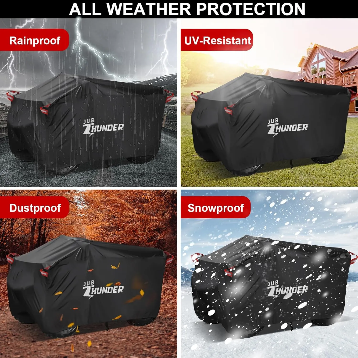 ATV Cover Waterproof Outdoor - Windproof ATV Covers Heavy Duty 4 Wheeler Cover Ripstop UV Protects Four Wheeler from Sun Rain Snow, Quad Cover for Polaris Yamaha Suzuki Honda XL