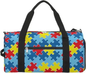 Autism Awareness Puzzle Printed Gym Bag Sports Travel Duffel Bag Funny Gymbag with Shoe Compartments