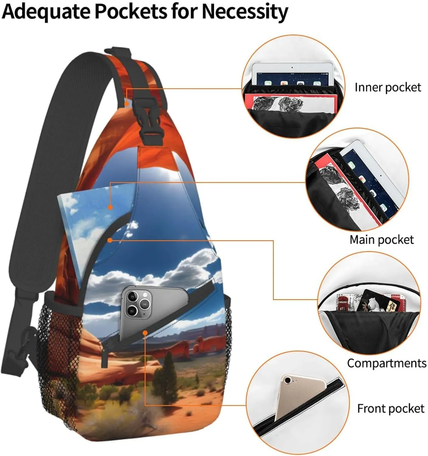Autumn Camoflauge Crossbody Bag Chest Shoulder Bag Small Casual Backpack Suitable For Women Men Hiking