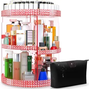 Awenia Makeup Organizer 360-Degree Rotating, Adjustable Makeup Storage, 7 Layers Large Capacity Cosmetic Storage Unit, Fits Different Types of Cosmetics and Accessories, Plus Size with Makeup Bag