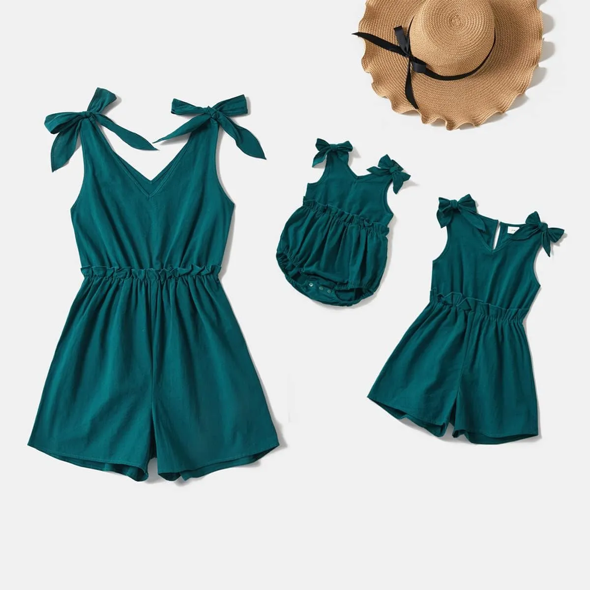 AWIBMK Mommy and Me Dresses Outfits Floral Sling Family Matching Romper V Neck Clothes Suit Set for Mother and Daughter