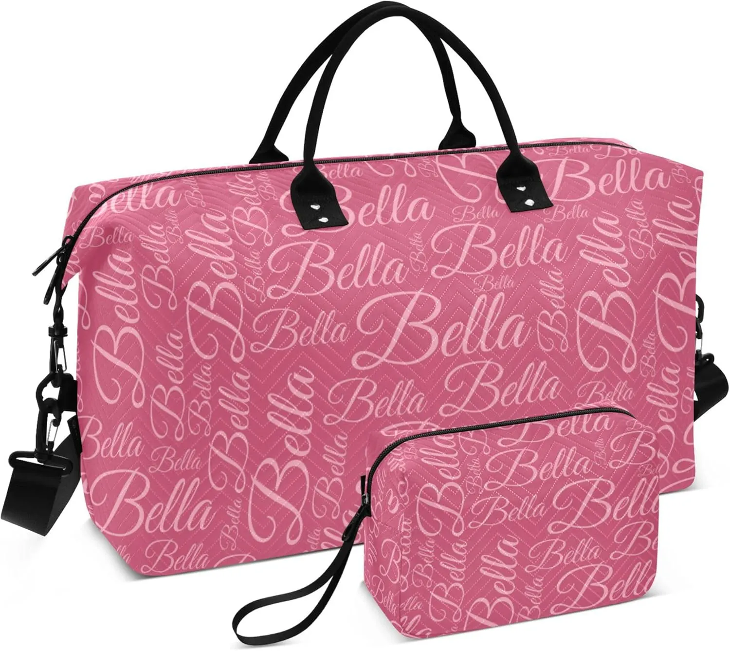 Azalea Custom Name Travel Duffel Bag with Toiletry Bag Personalized Weekender Bag for Trips Sports Business Large Overnight Carry On Bag for Women & Men