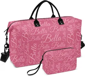Azalea Custom Name Travel Duffel Bag with Toiletry Bag Personalized Weekender Bag for Trips Sports Business Large Overnight Carry On Bag for Women & Men