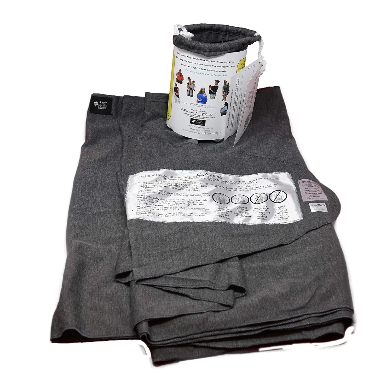 Baby Carrier Wrap Soft, Stretchy, Cotton Baby Wrap, Baby Sling, Nursing Cover Up for use with Newborn-Toddler: Evenly distributes Weight for More Comfortable Carrying (Dark Grey)