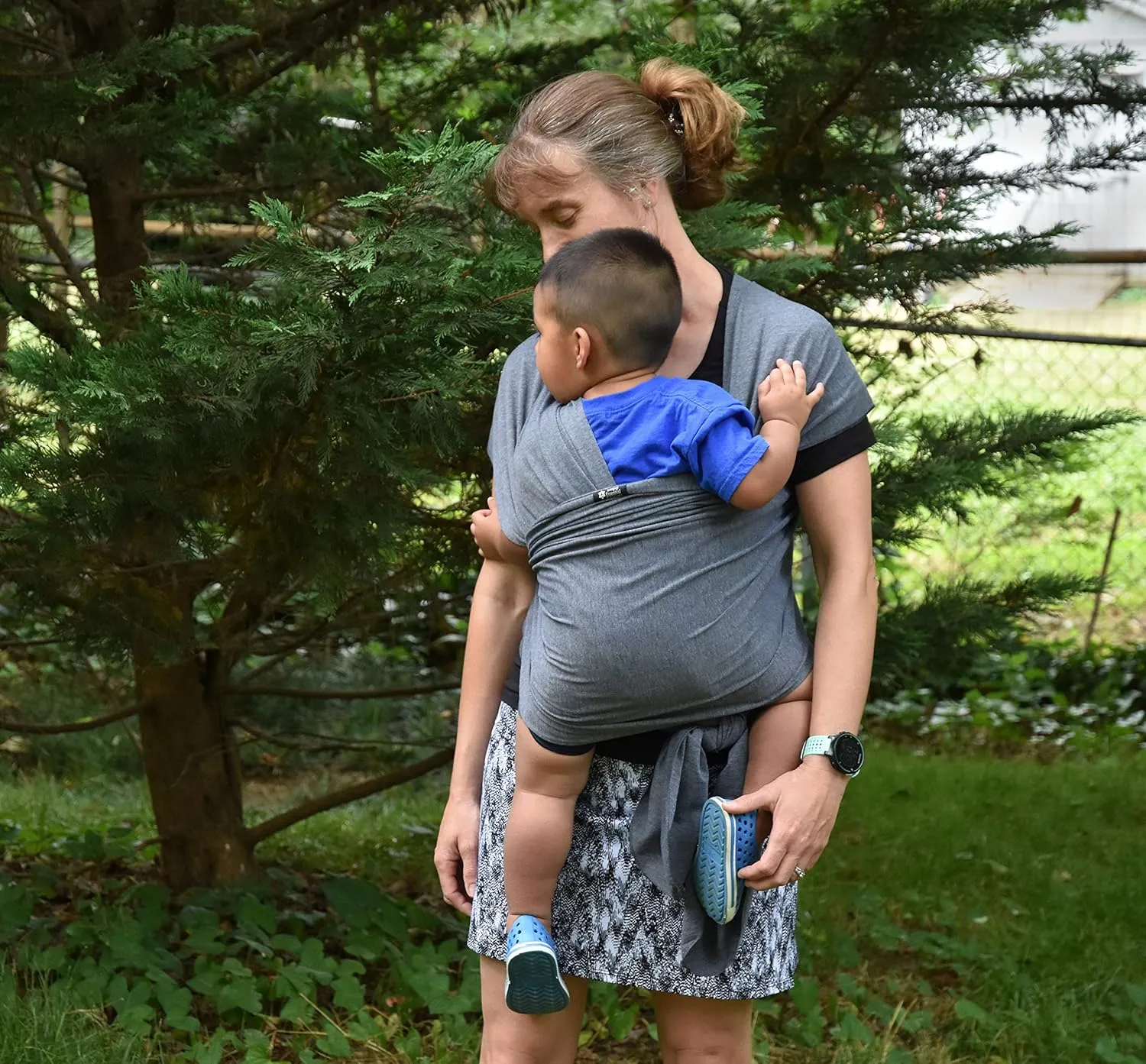 Baby Carrier Wrap Soft, Stretchy, Cotton Baby Wrap, Baby Sling, Nursing Cover Up for use with Newborn-Toddler: Evenly distributes Weight for More Comfortable Carrying (Dark Grey)