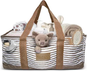 Baby Diaper Caddy Organizer Tote Bag with Handle for Newborn Boy or Girl - Large Storage for Diapers, Wipes and Changing Table Essentials - Bath Shower Caddie - Nursery Basket - Car Holder
