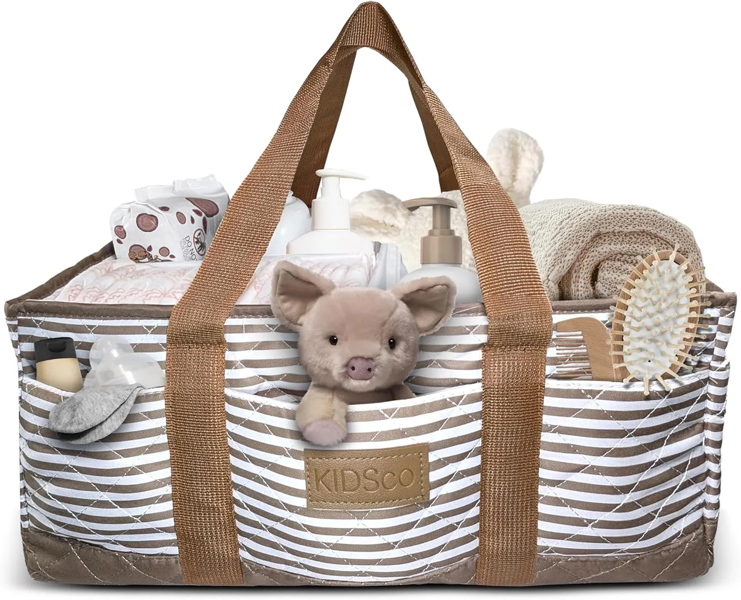 Baby Diaper Caddy Organizer Tote Bag with Handle for Newborn Boy or Girl - Large Storage for Diapers, Wipes and Changing Table Essentials - Bath Shower Caddie - Nursery Basket - Car Holder