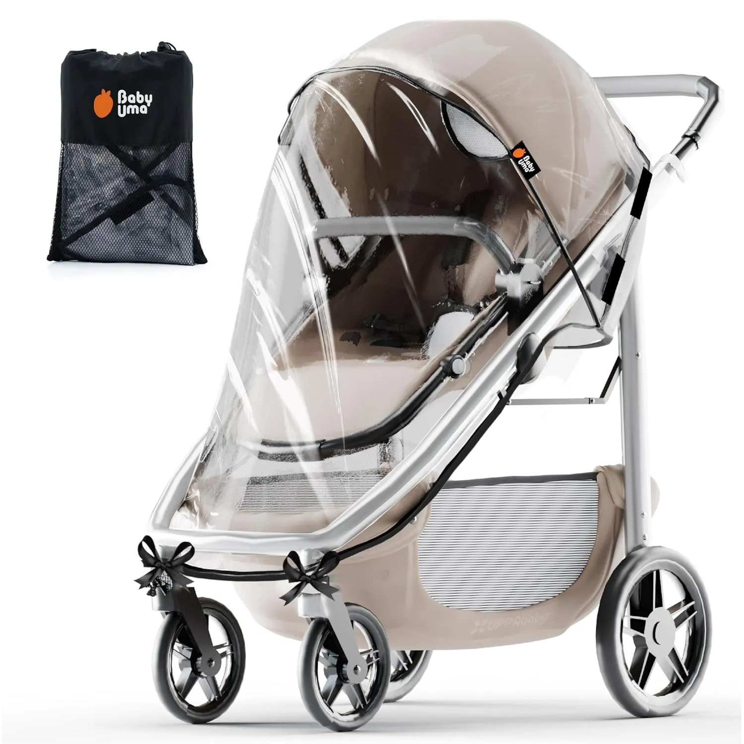 Baby Uma Universal Stroller Rain Cover - 100% Waterproof PEVA Stroller Cover for Rain, Snow & Wind Protection, Stroller Accessories (  Travel Bag)