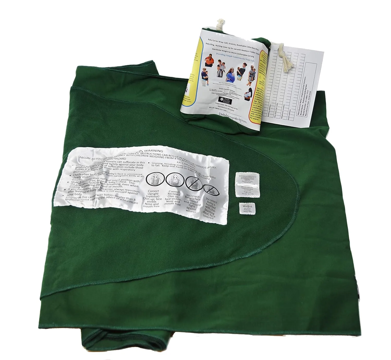 Baby Wrap Carrier Soft, Stretchy, Cotton Baby Wrap, Baby Sling, Nursing Cover Up for use with Newborn-Toddler: Evenly distributes Weight for More Comfortable Carrying (Dark Green)