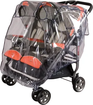 Babyplus Capote imperméable pour poussettes de jumeaux Bord bleu marine