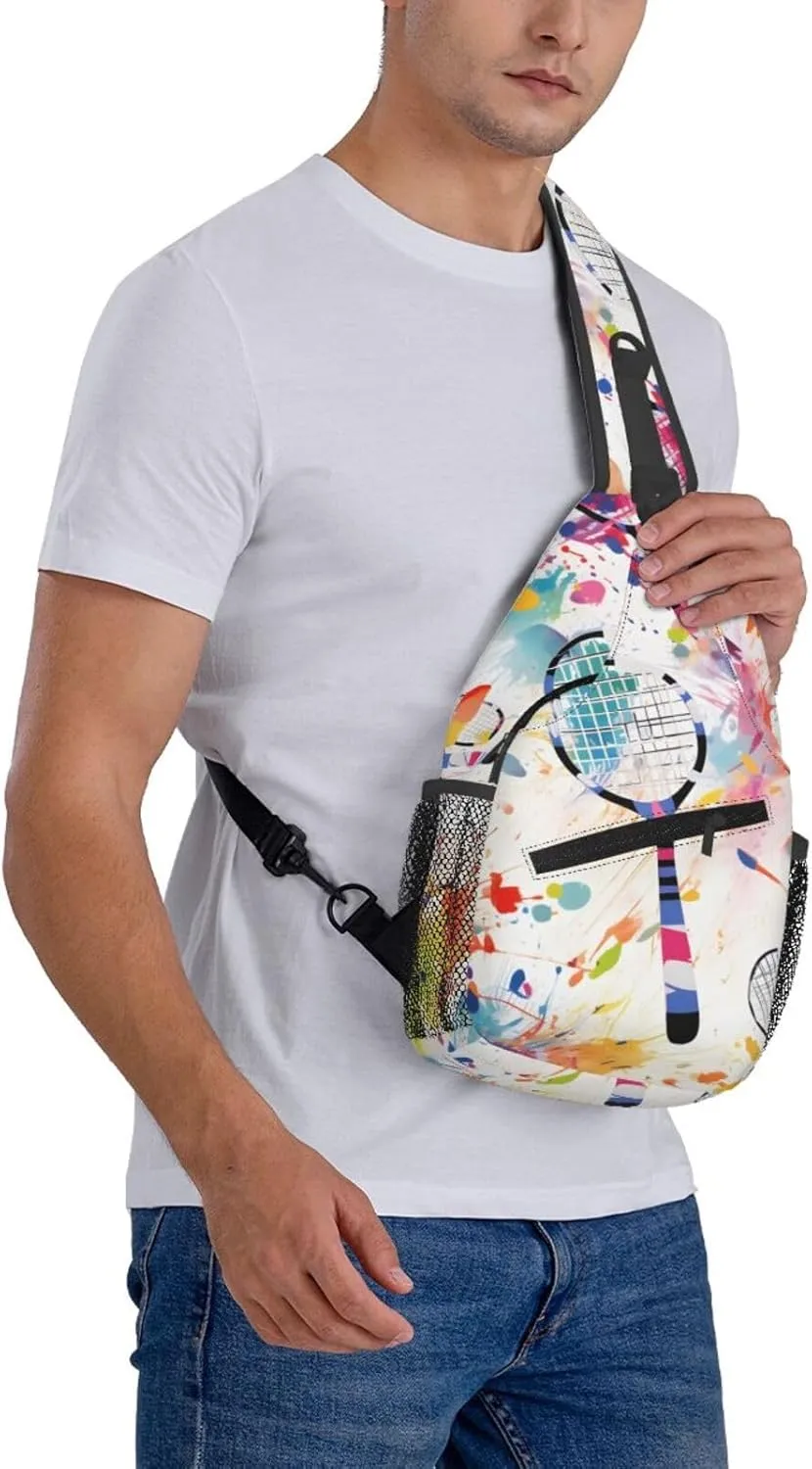 Badminton Racket Cross Chest Bag For Men Shoulder Bag Travel Hiking Daypack For Women Sling Bag Unisex Crossbody Backpack Casual Bags
