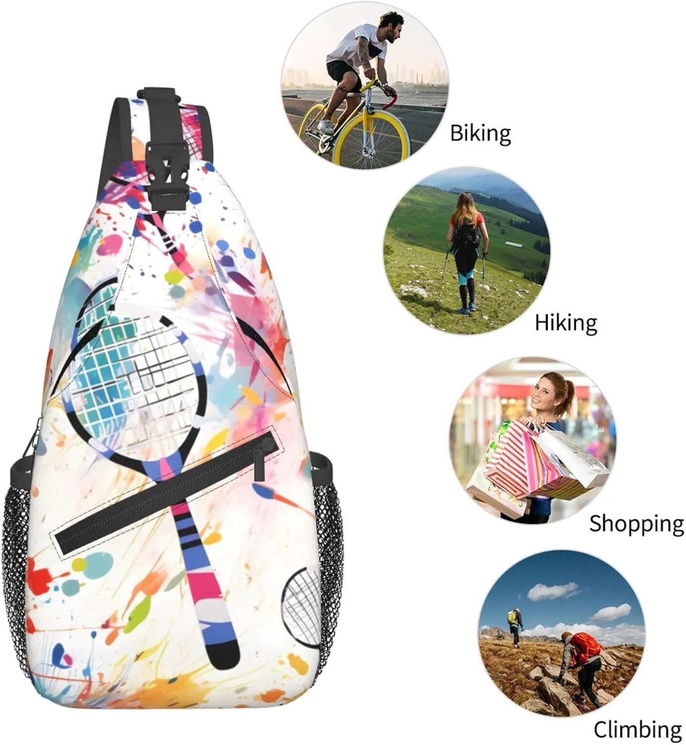 Badminton Racket Cross Chest Bag For Men Shoulder Bag Travel Hiking Daypack For Women Sling Bag Unisex Crossbody Backpack Casual Bags