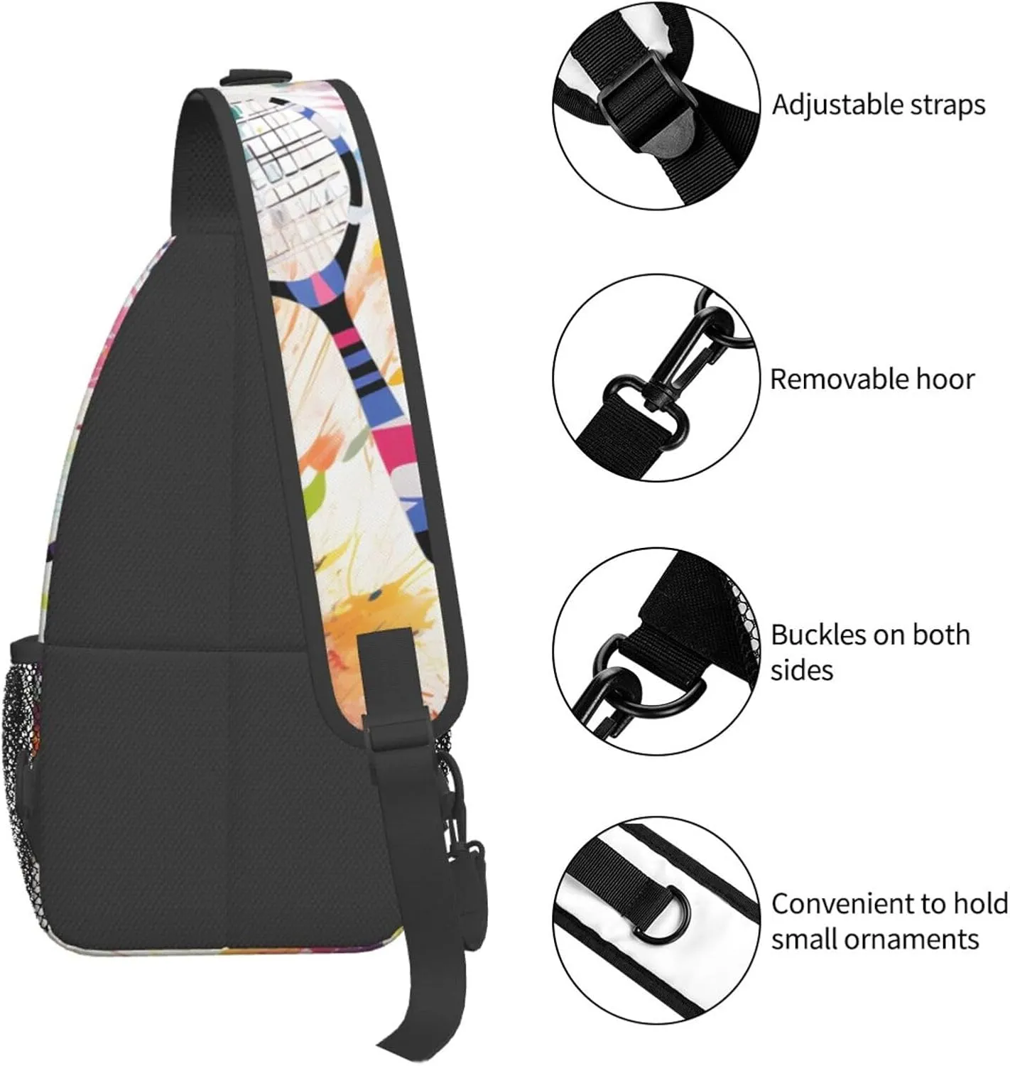 Badminton Racket Cross Chest Bag For Men Shoulder Bag Travel Hiking Daypack For Women Sling Bag Unisex Crossbody Backpack Casual Bags