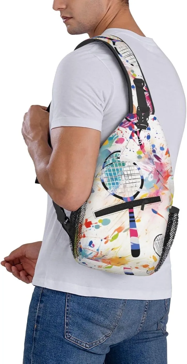 Badminton Racket Cross Chest Bag For Men Shoulder Bag Travel Hiking Daypack For Women Sling Bag Unisex Crossbody Backpack Casual Bags