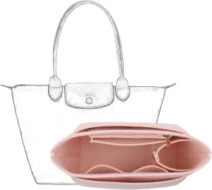 Bag Insert Organizer, purse accessories, Suitable For Longchamp long handle tote organizer (Pink, L（long handle）)