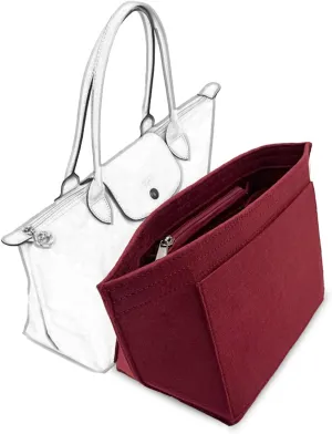 Bag Insert Organizer, purse accessories, Suitable For Longchamp long handle tote organizer (Wine Red, S(short handle)