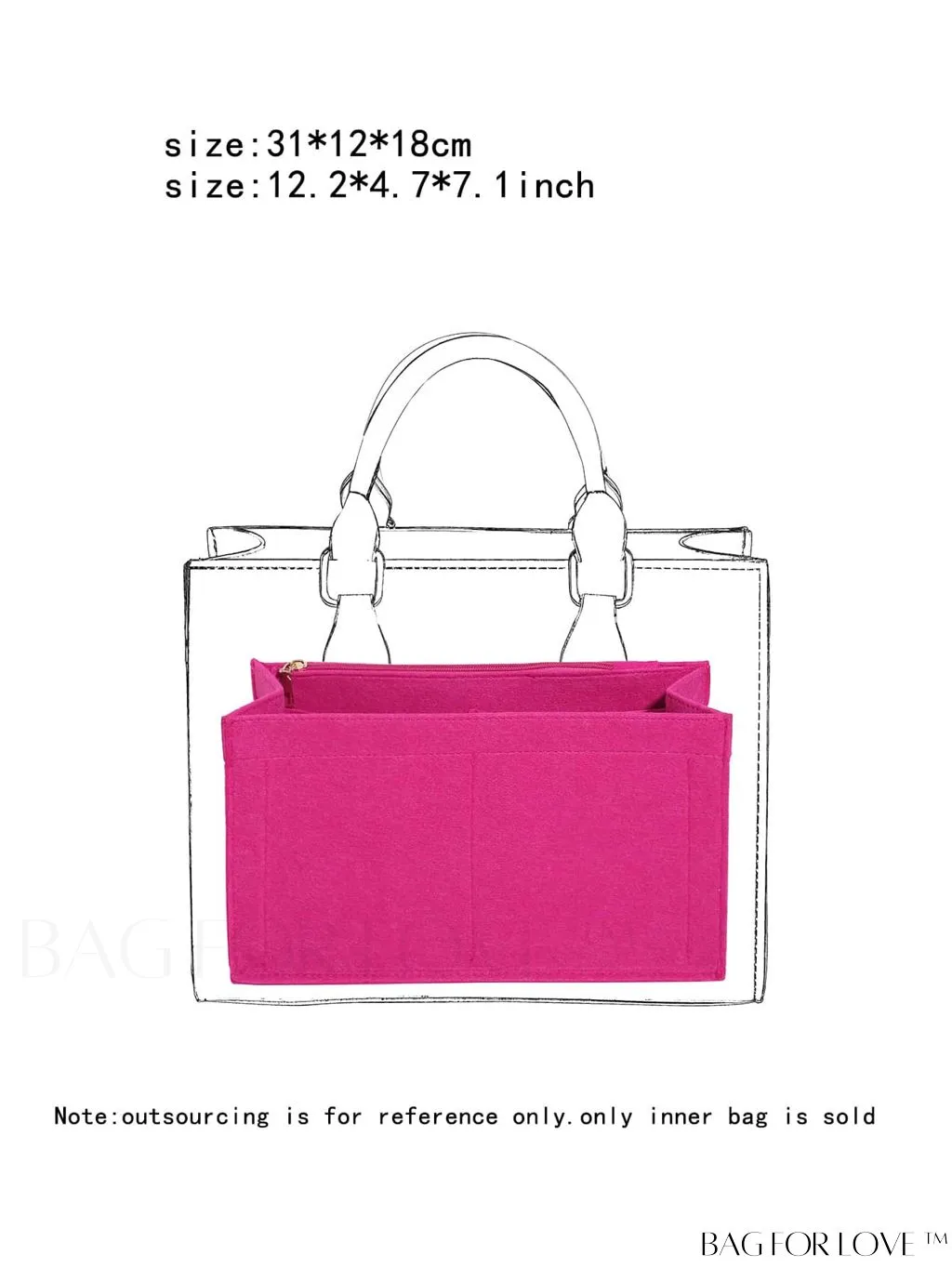 BagForLove - Felt Tote Bag: Multi-pocketed Design with Inner Compartment