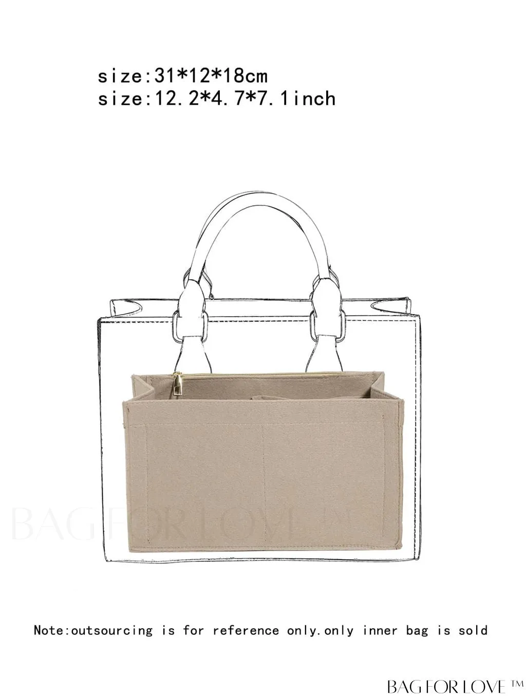 BagForLove - Felt Tote Bag: Multi-pocketed Design with Inner Compartment