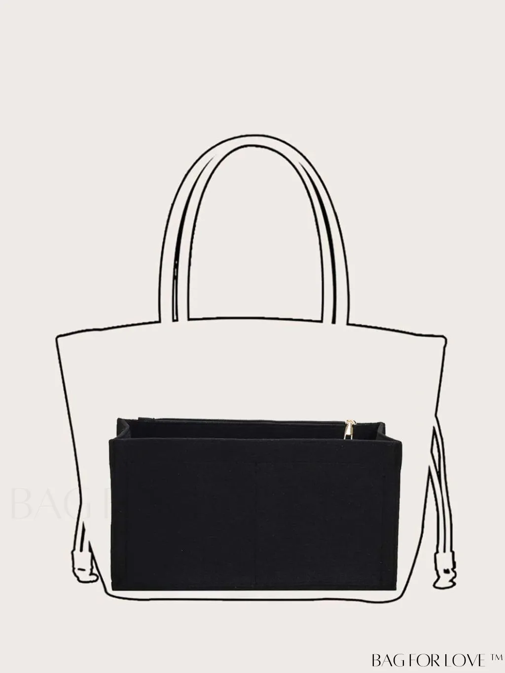BagForLove - Felt Tote Bag: Multi-pocketed Design with Inner Compartment