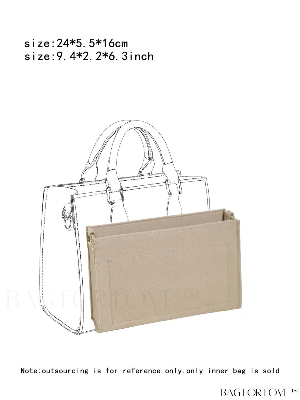 BagForLove - Felt Tote Bag: Multi-pocketed Design with Inner Compartment