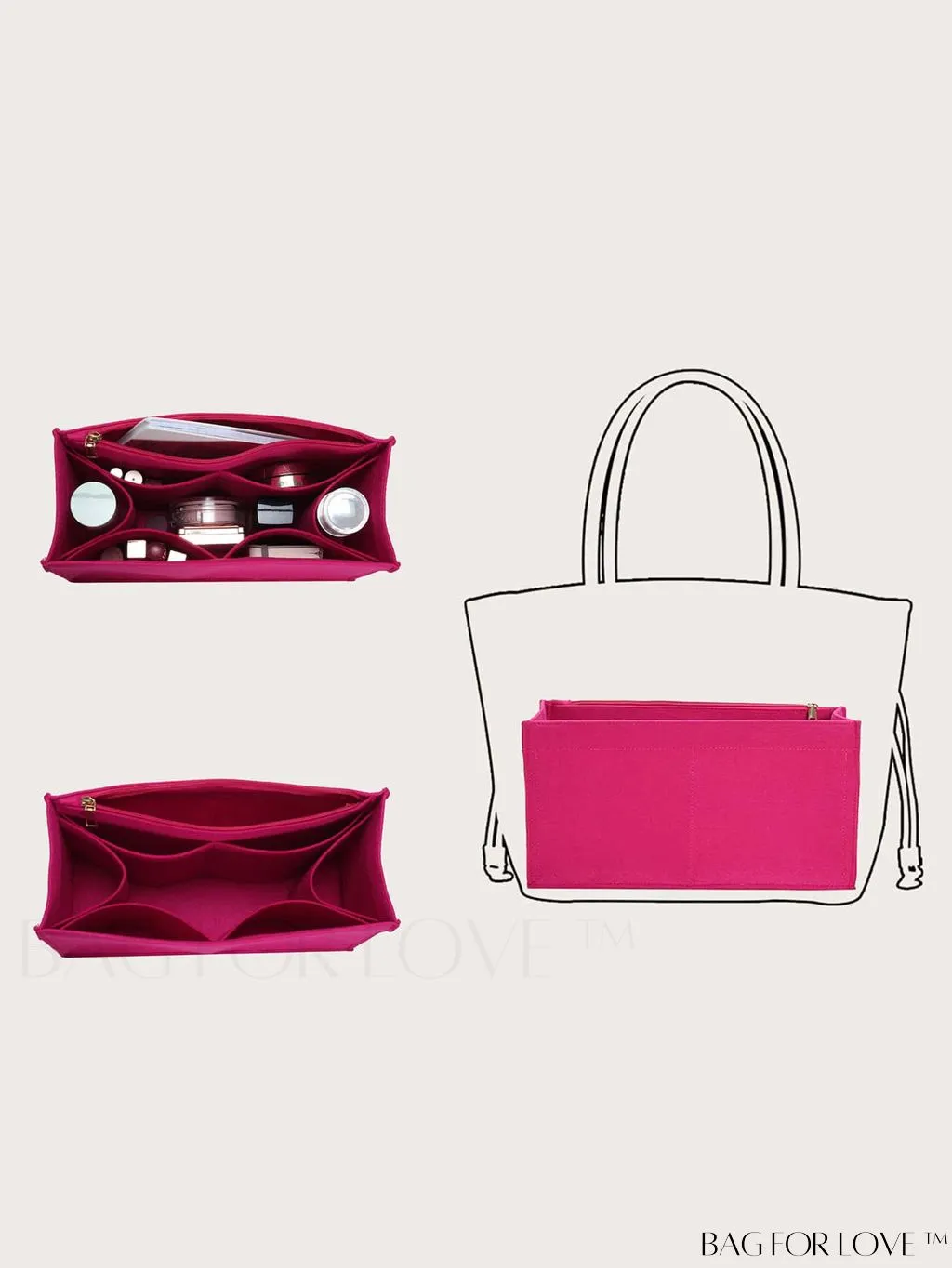BagForLove - Felt Tote Bag: Multi-pocketed Design with Inner Compartment