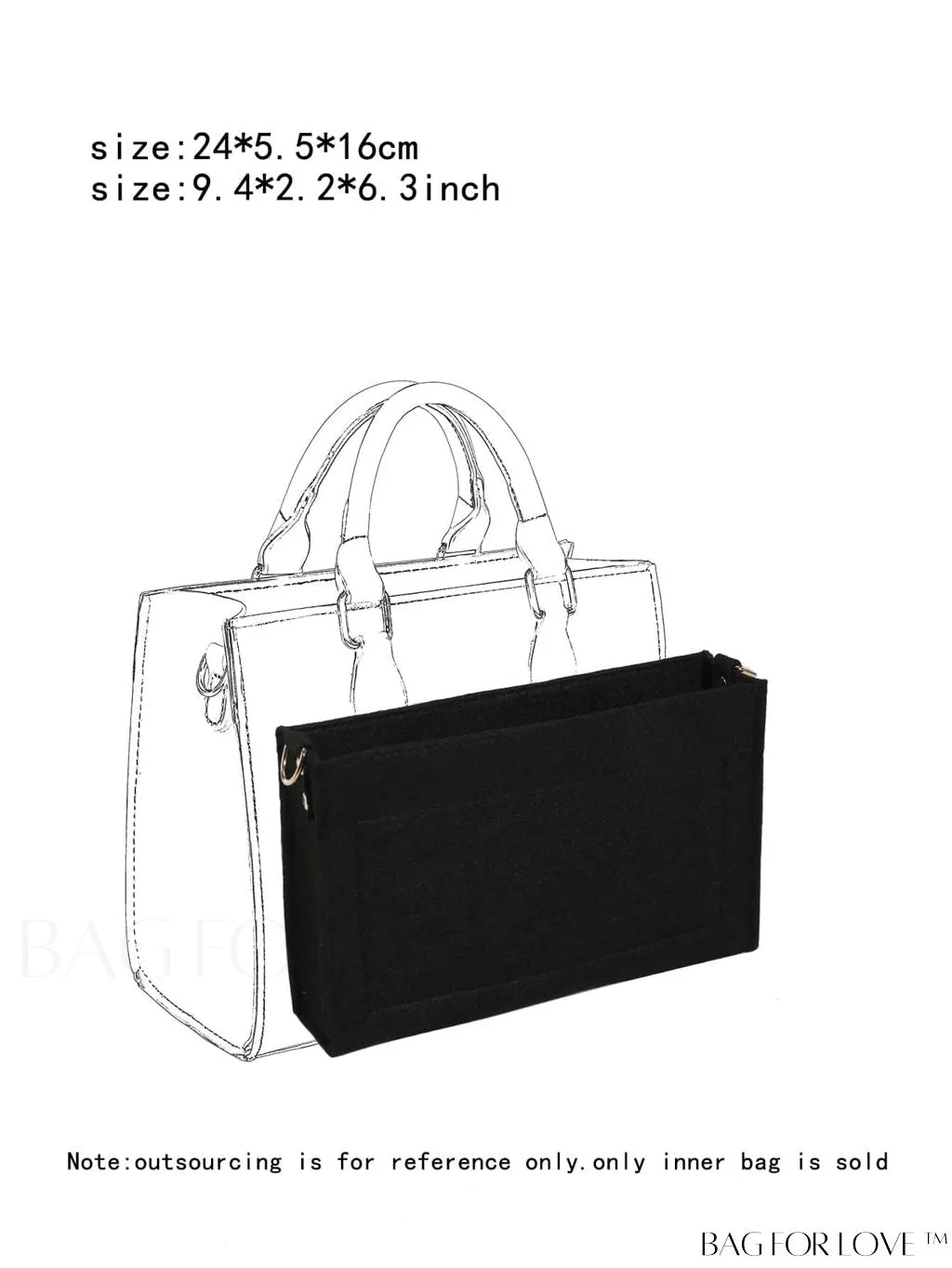 BagForLove - Felt Tote Bag: Multi-pocketed Design with Inner Compartment